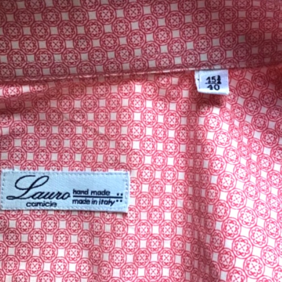 Lauro Lovely pink cotton shirt Sz 15 3/4 ~ 40 handmade in Italy 🇮🇹 - Picture 2 of 11